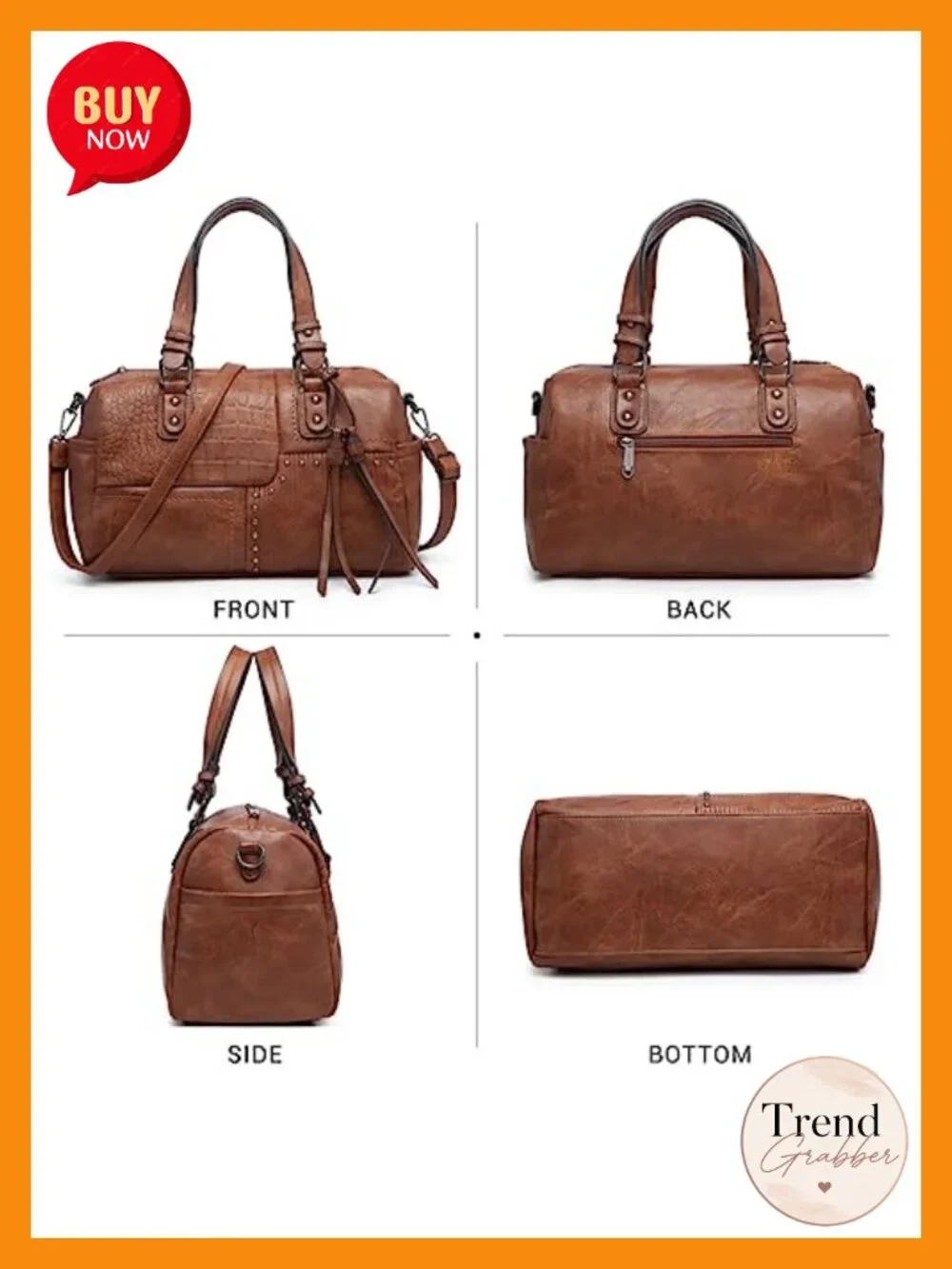 Women Vegan Leather Satchel Handbag Tote Shoulder Purse Work Hobo